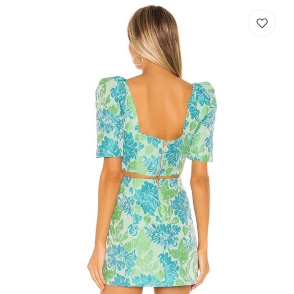 Nookie Solana Crop Top & Skirt Set in Mint & Blue beach pictures - Picture 2 of 10